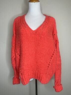 Anthropologie Pilcro Coral Heavy Oversized Sweater Sz Medium